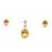 Handmade Pendant Earring Set 925 Sterling Silver Golden Topaz Gem Stones A344